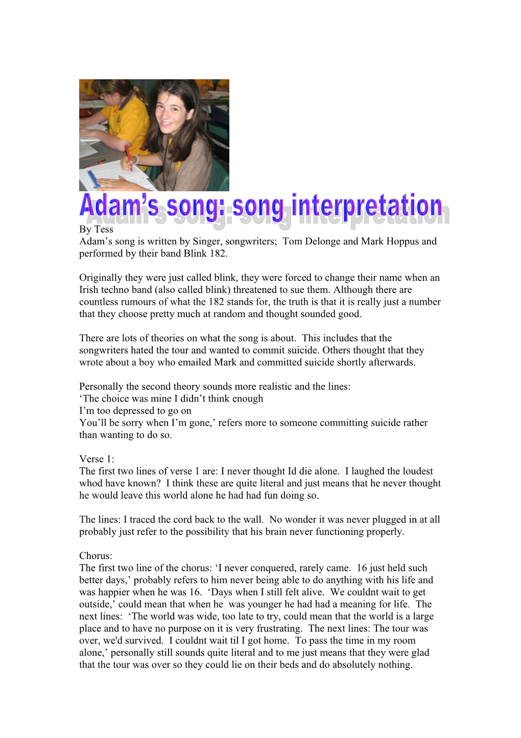 Adam S Song: Synopsis
