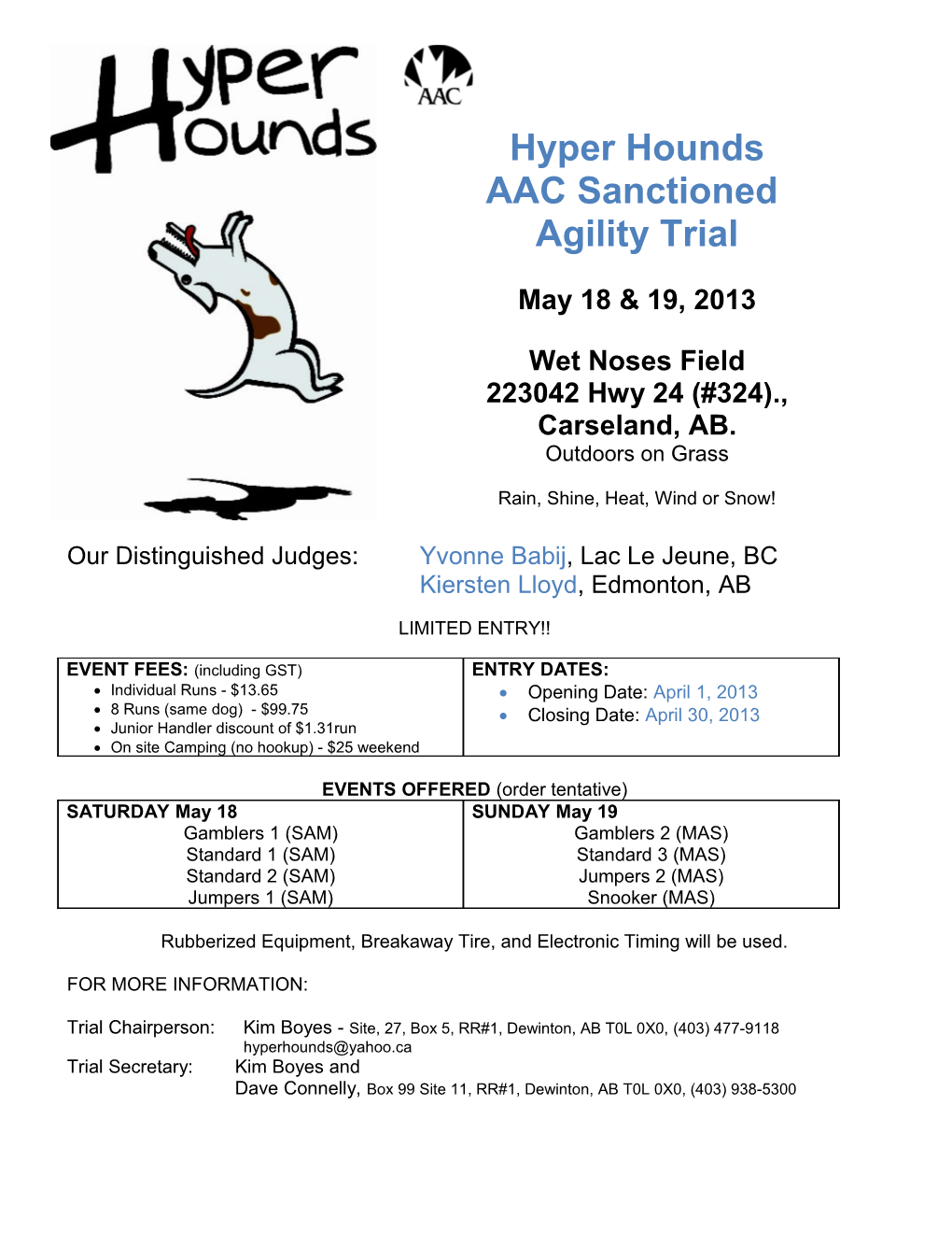 AAC Sanctioned Agility Trial