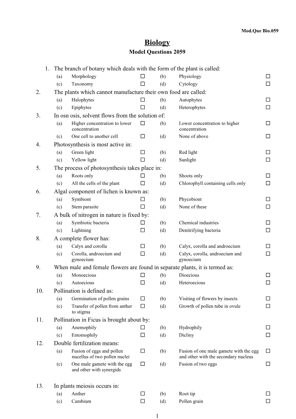 Model Questions 2059