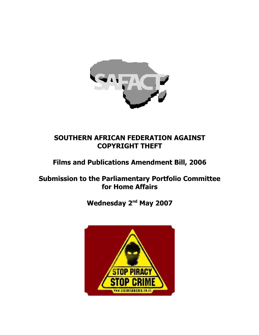 Films and Publications Amendment Bill, 2006