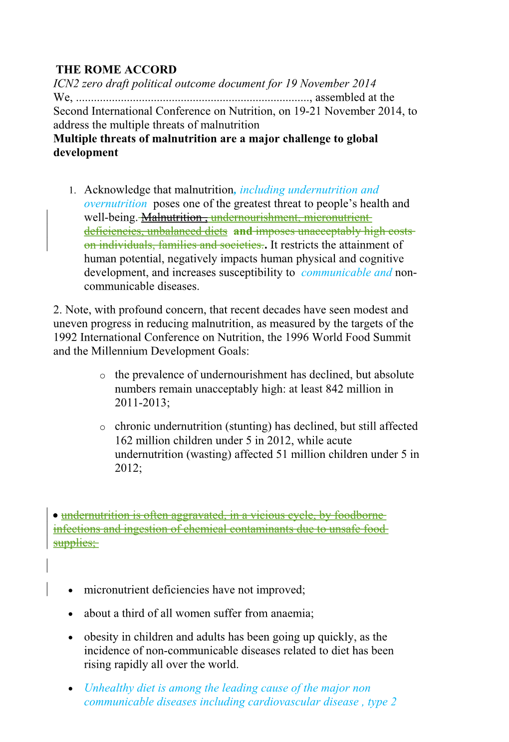 ICN2 Zero Draft Political Outcome Document for 19 November 2014