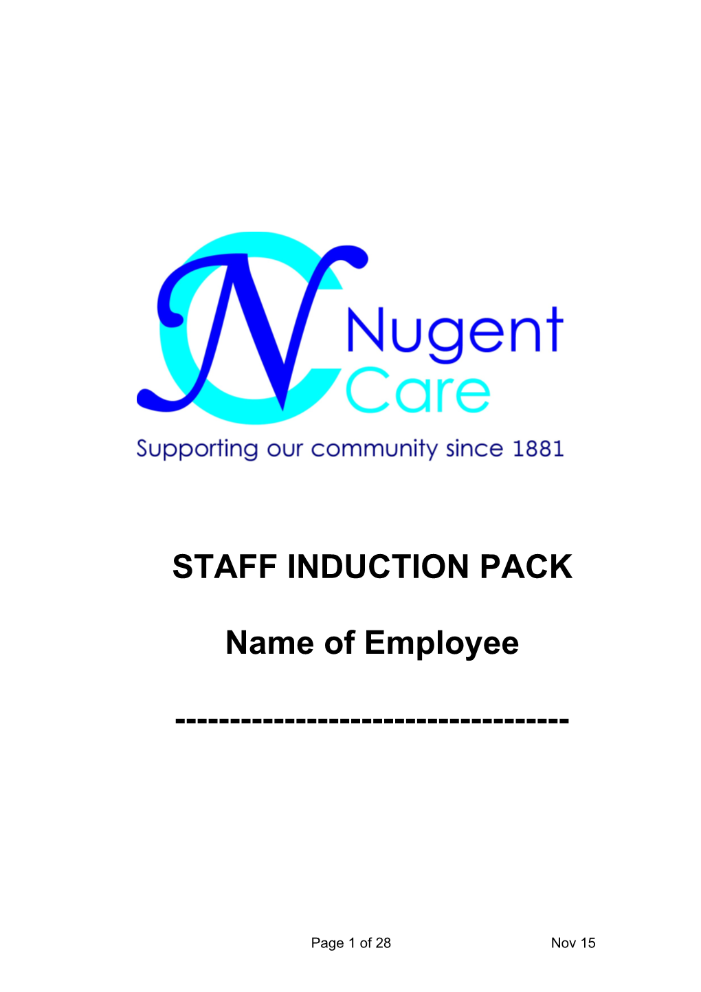 Staff Induction Pack