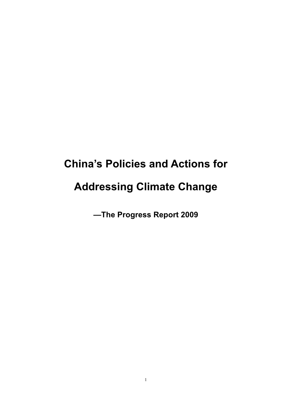 China S Policies and Actions for Addressing Climate Change