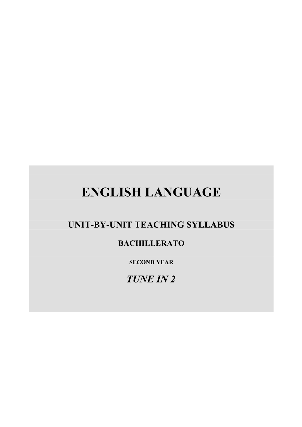 Unit-By-Unit Teaching Syllabus