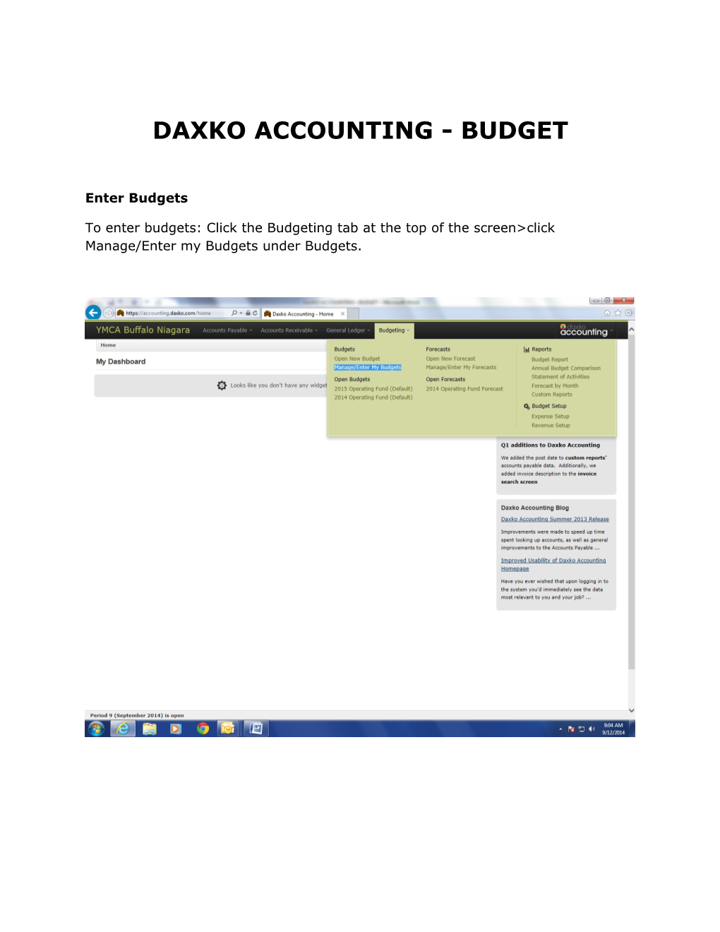 Daxko Accounting - Budget
