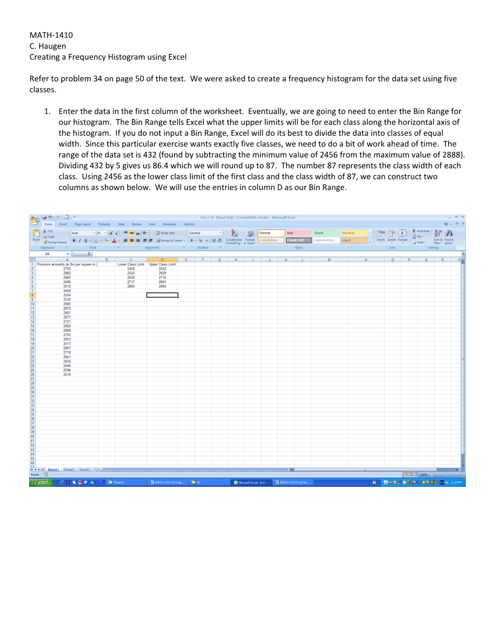 Creating a Frequency Histogram Using Excel