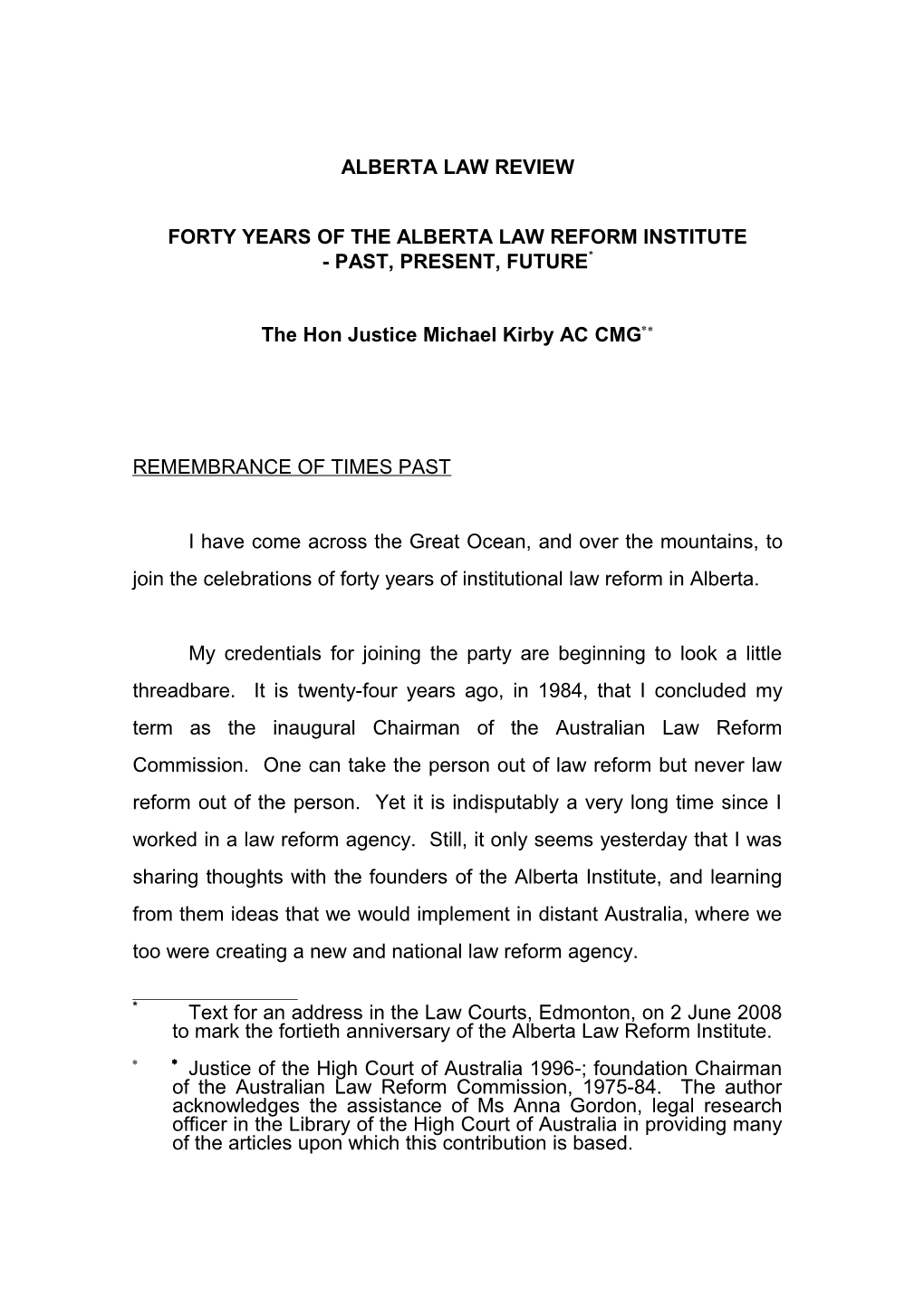 Forty Years of the Alberta Law Reform Institute