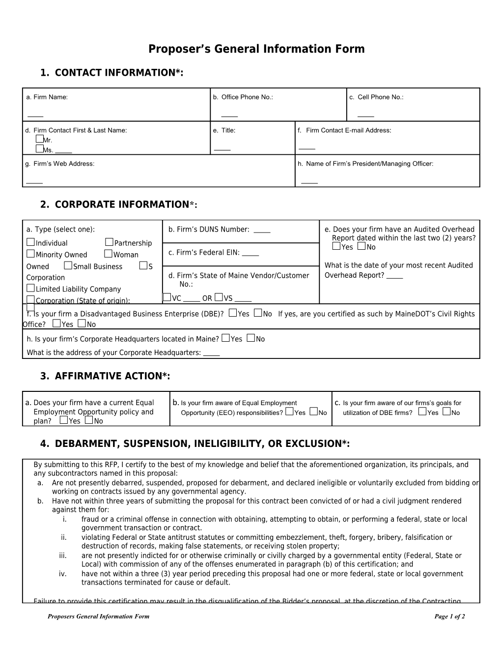 Proposer S General Information Form