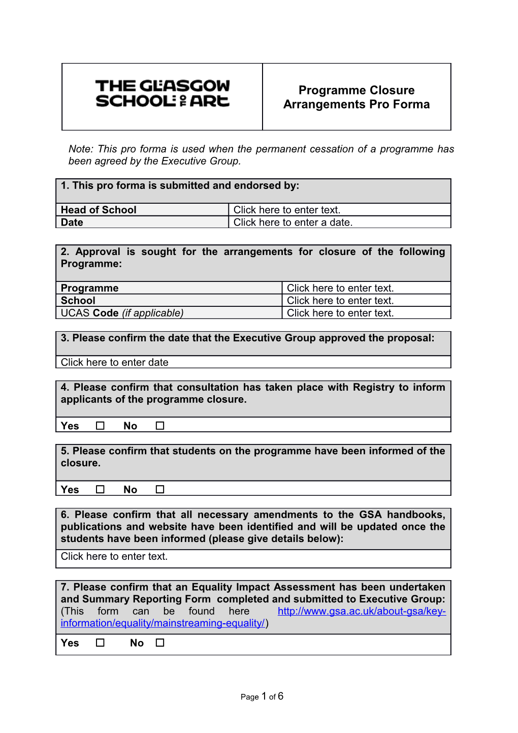 Pro Forma & EIA to Be Completed and Submitted to the Relevant Convenor of Board of Studies