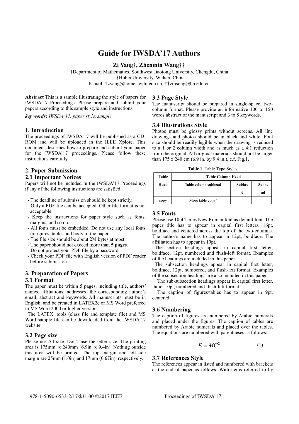 Guide for IWSDA 05 Authors