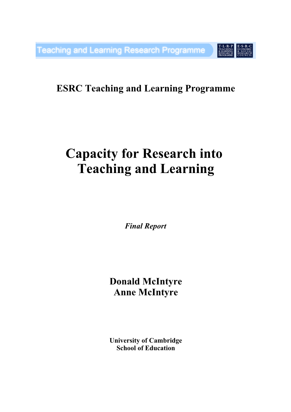 ESRC Teaching and Learning Programme