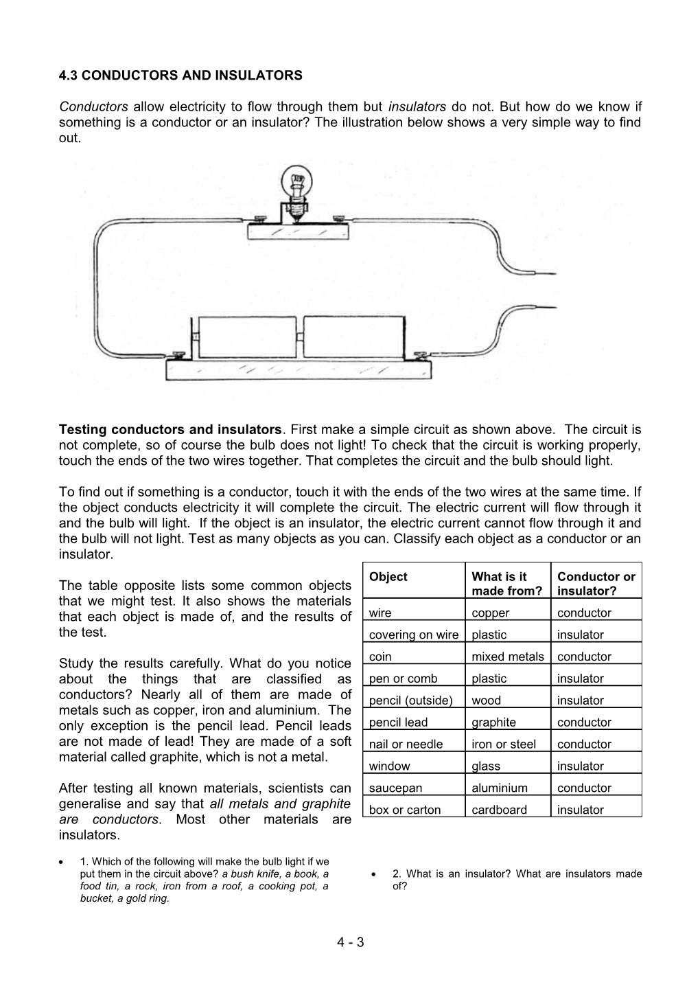 4.3 Conductors and Insulators