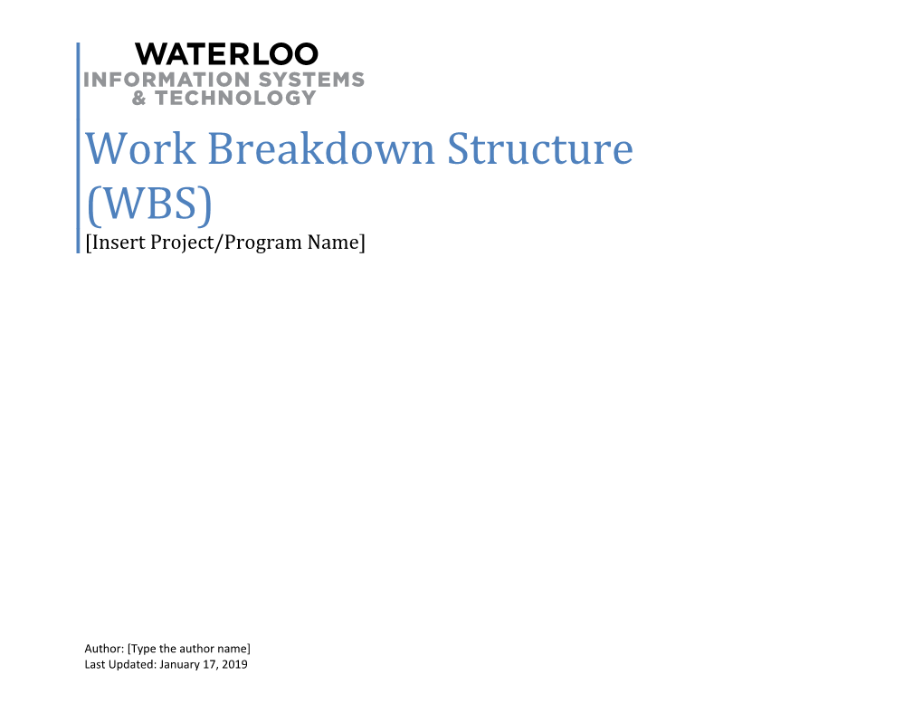 Work Breakdown Structure (WBS)