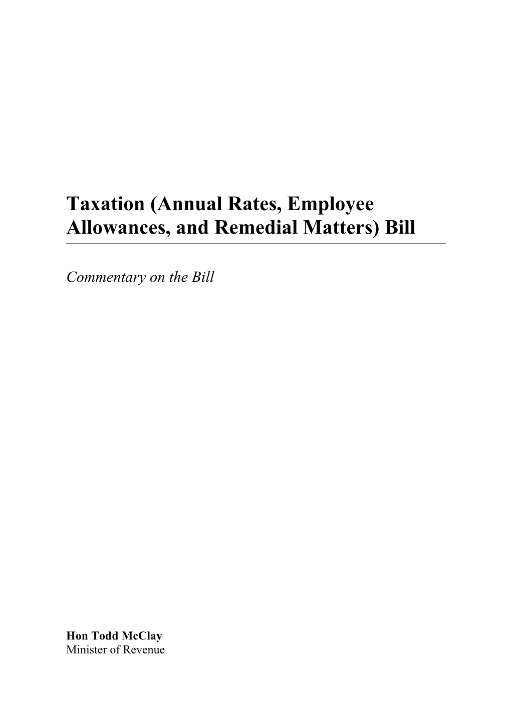 Taxation (Annual Rates, Employee Allowances, and Remedial Matters) Bill