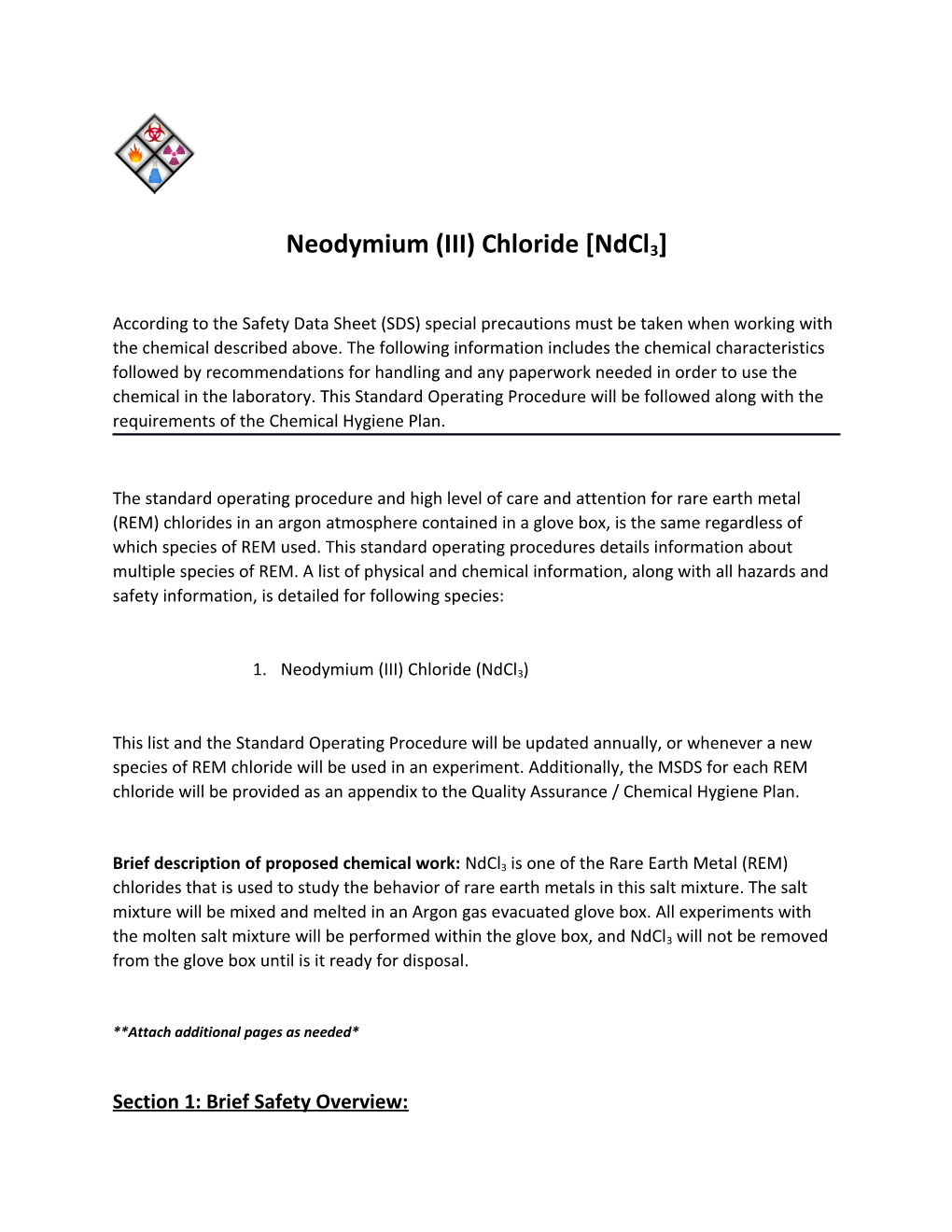 Neodymium (III) Chloride Ndcl3