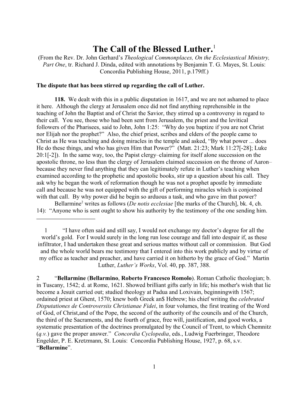 The Call of the Blessed Luther