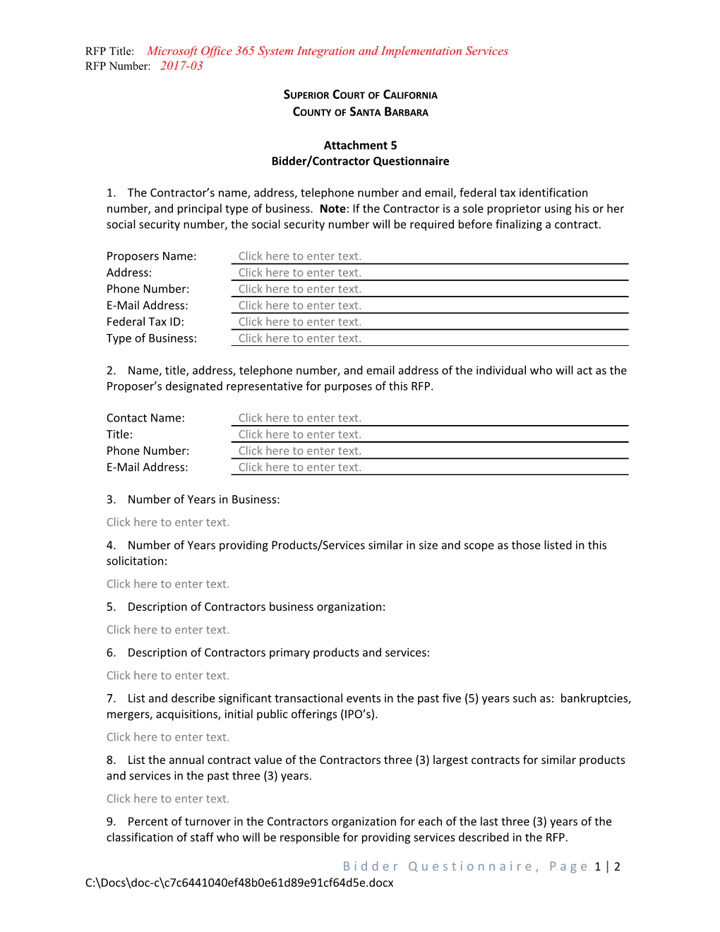 RFP Title: Microsoft Office 365 System Integration and Implementation Services