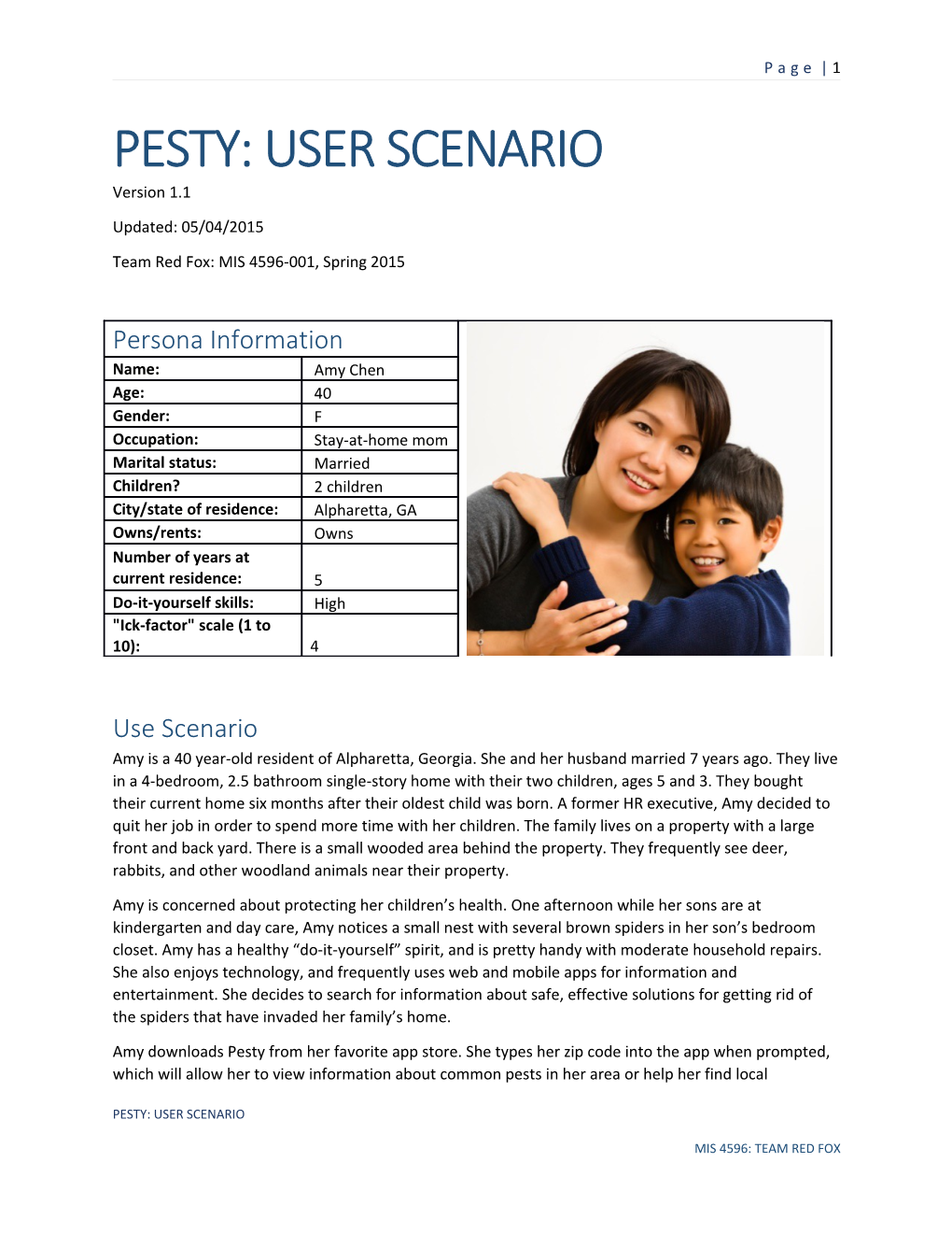 Pesty: User Scenario