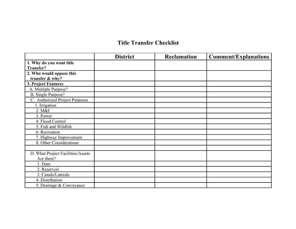 Title Transfer Checklist