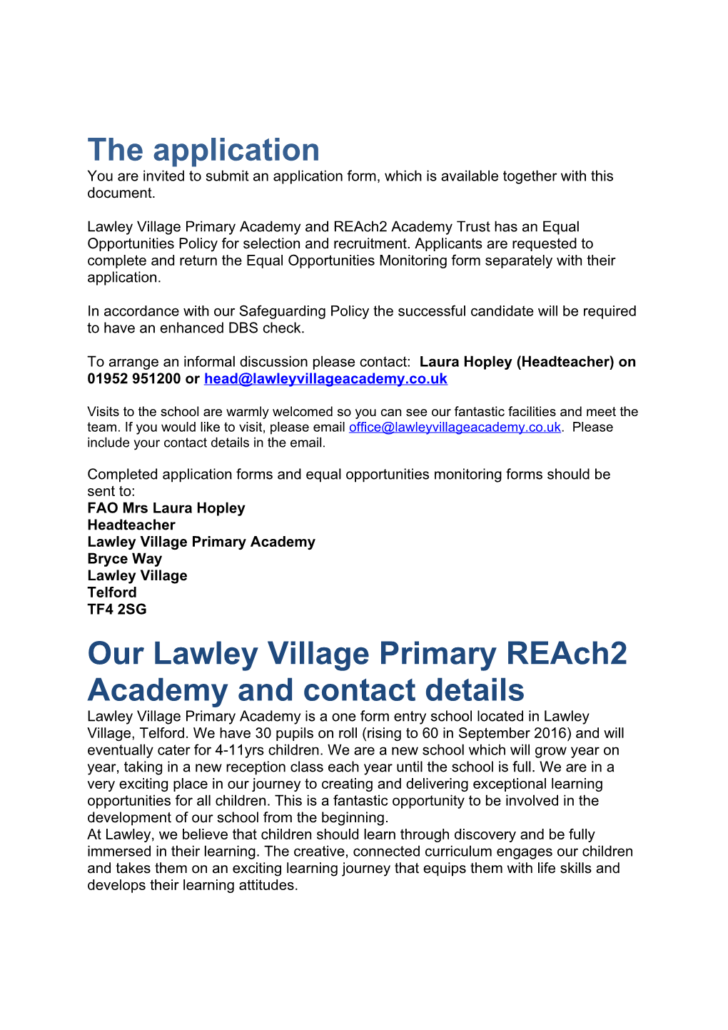 Early Years Teaching Assistant