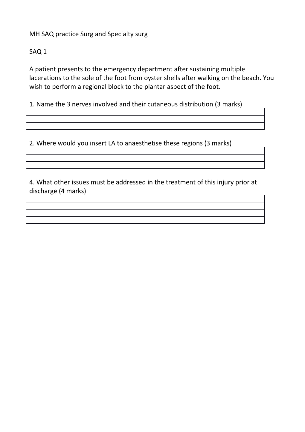 MH SAQ Practice Surg and Specialty Surg