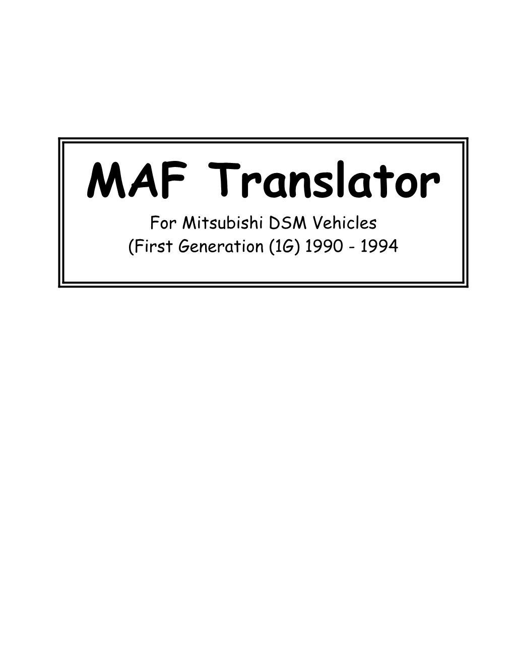 MAF Translator DSM-1G