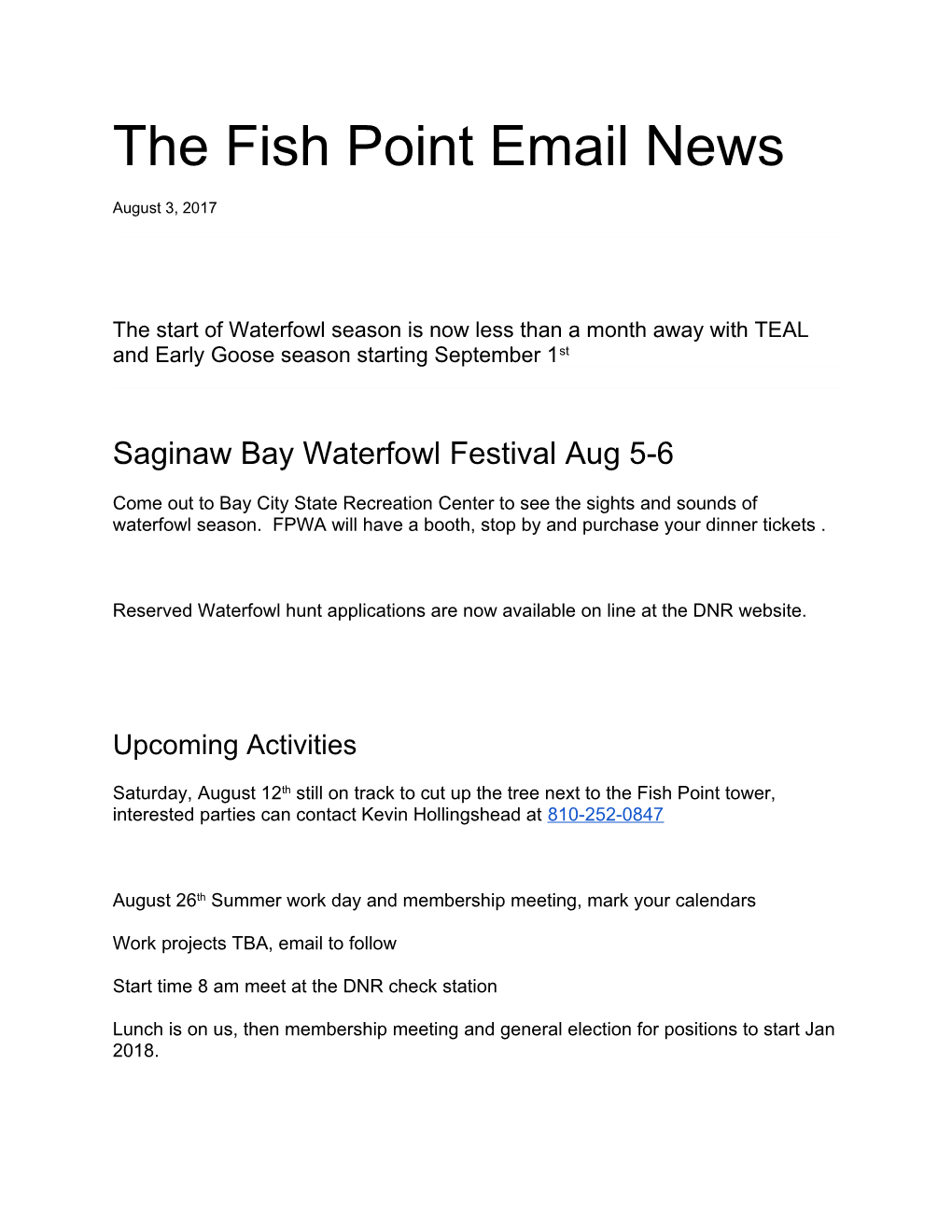 The Fish Point Email News