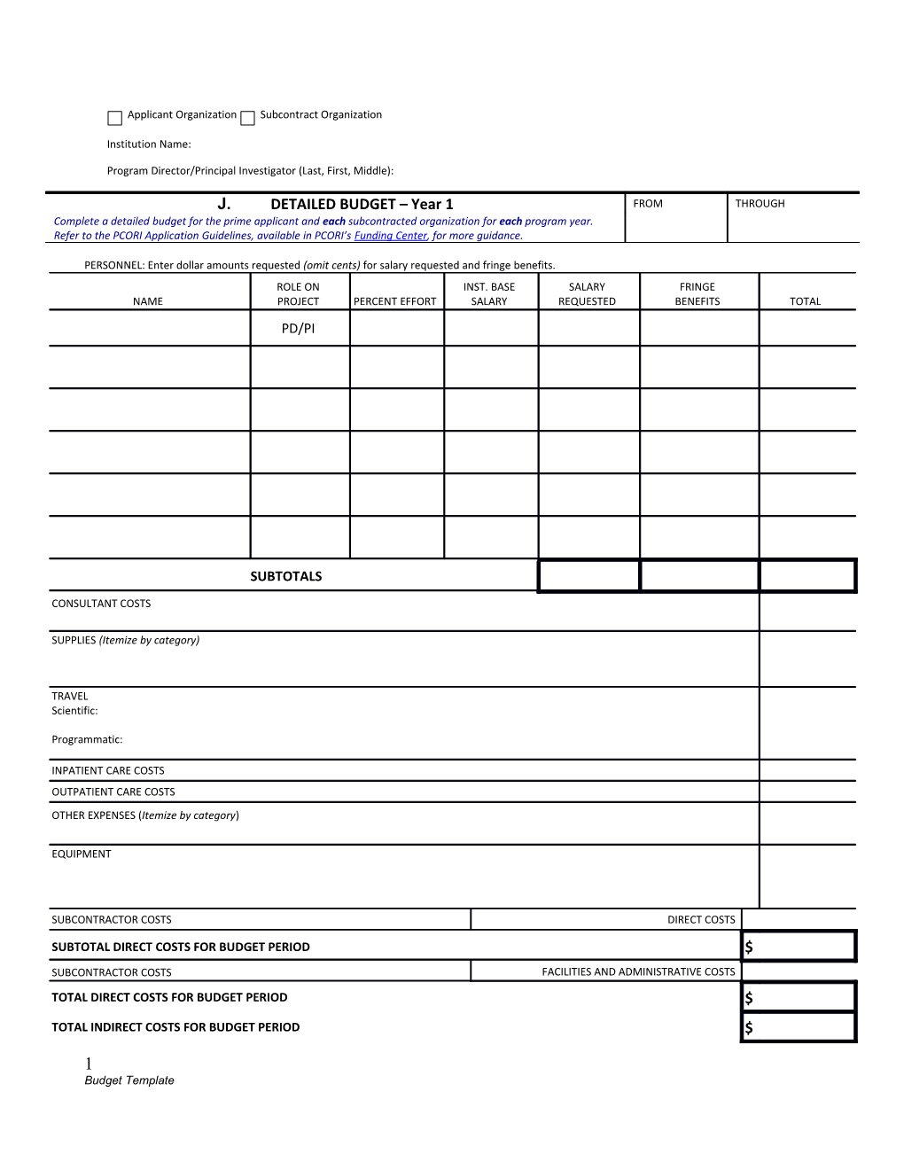 PHS 398 (Rev. 08/12), OMB No. 0925-0001, Detailed Budget for Initial Budget Period, Form Page 4