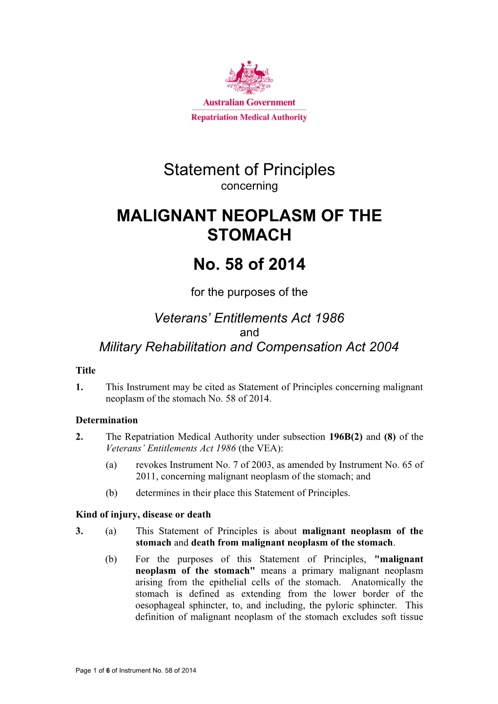 Malignant Neoplasm of the Stomach