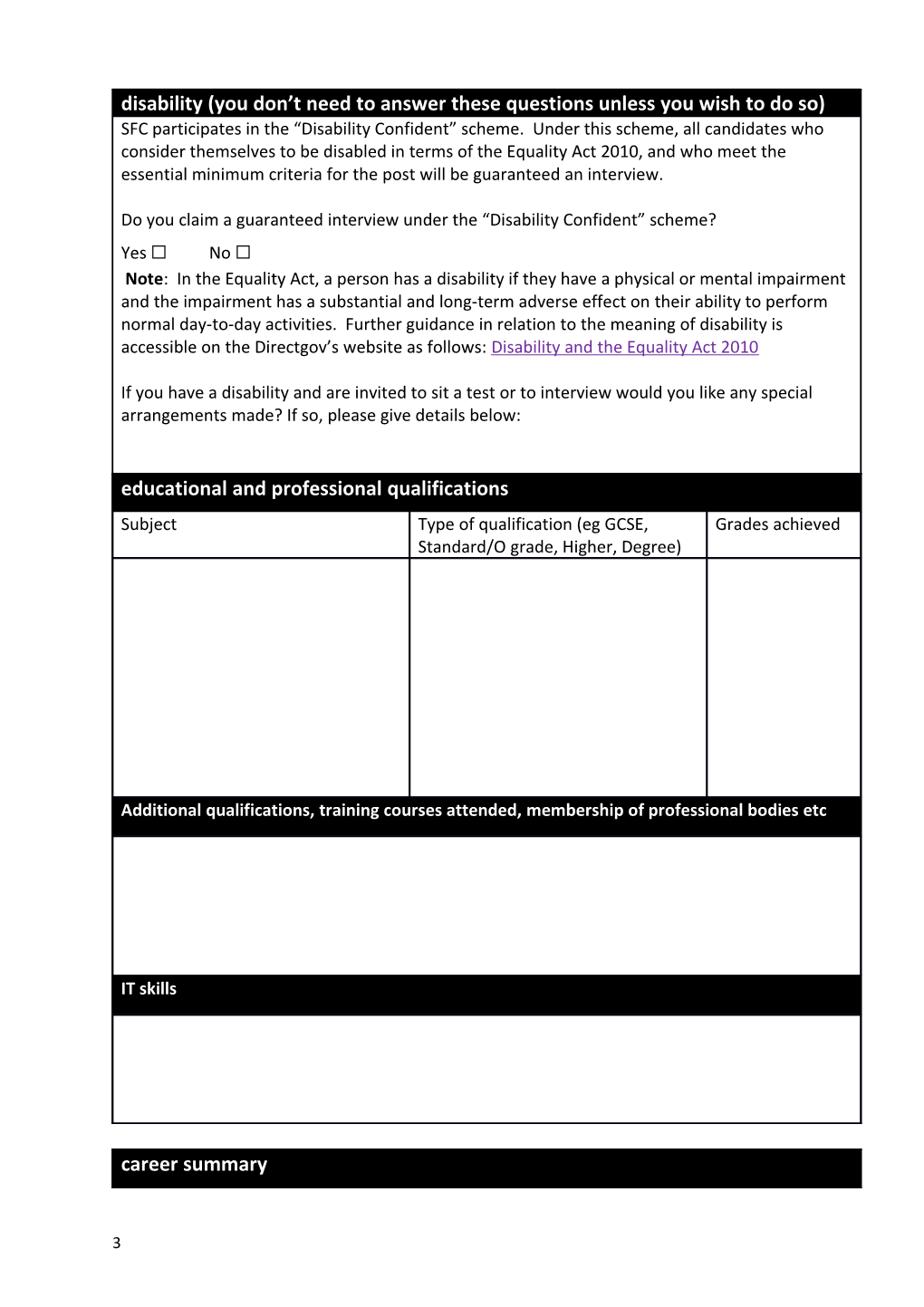 SFC Vacancy Application Form