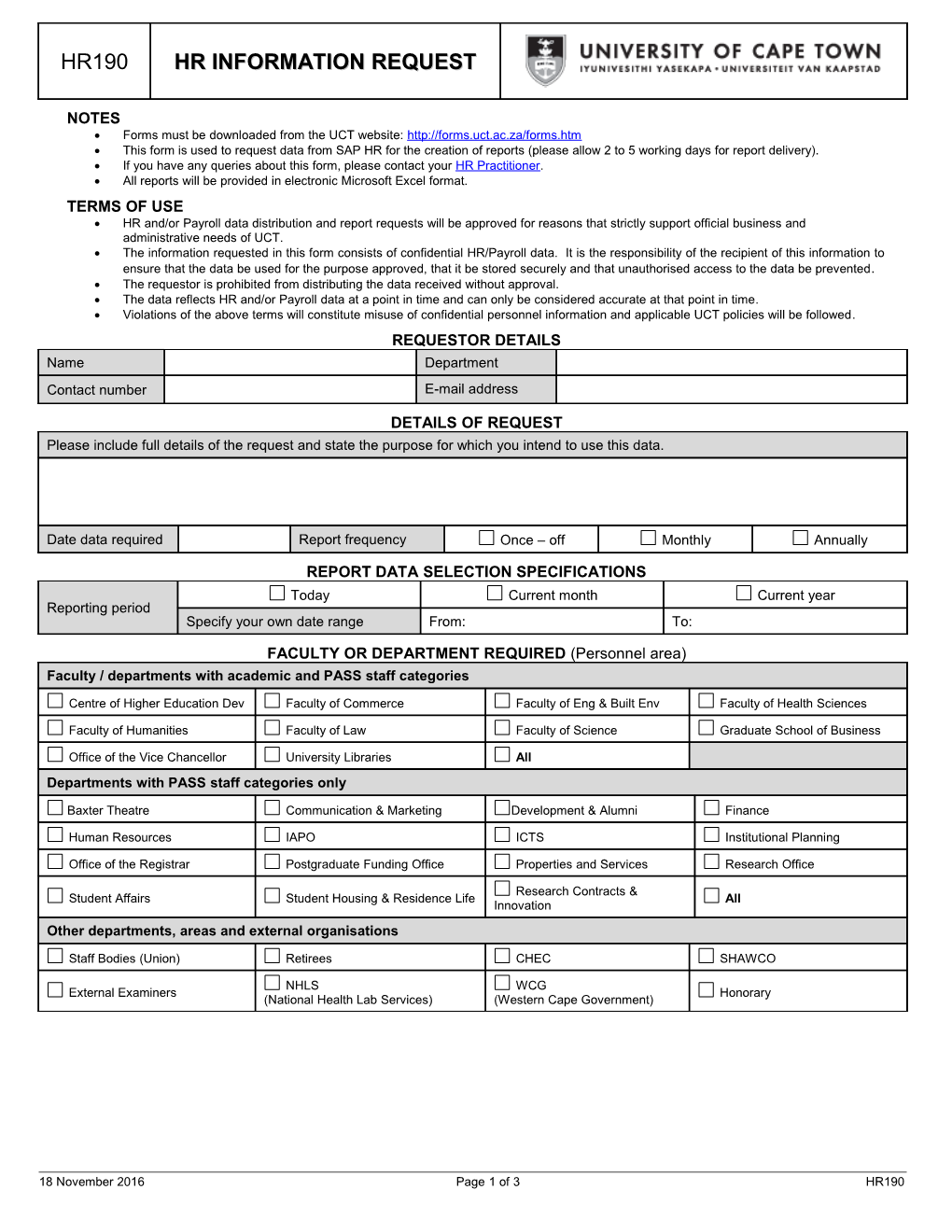 HR Information Request Form