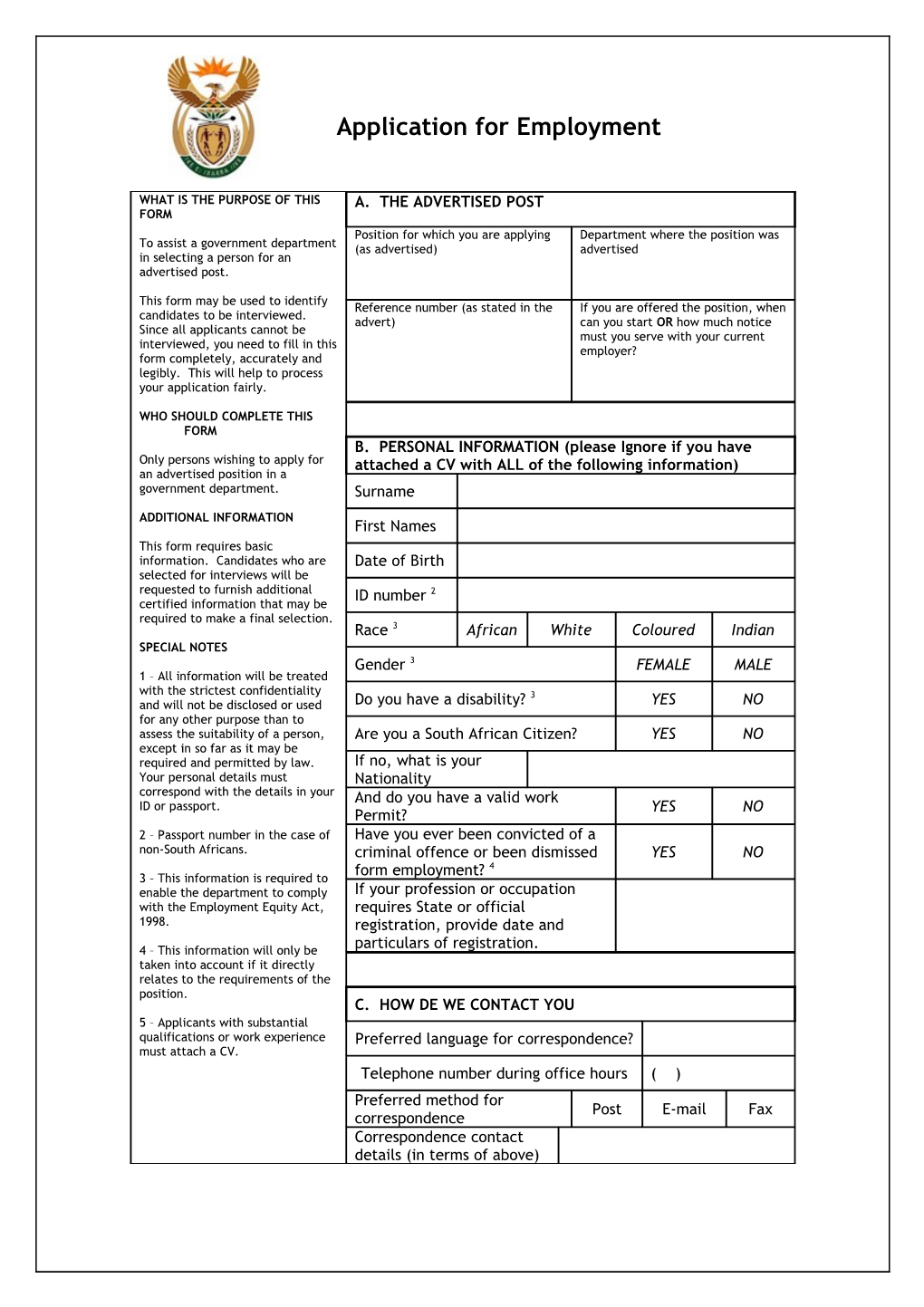 Z83 Application for Employment