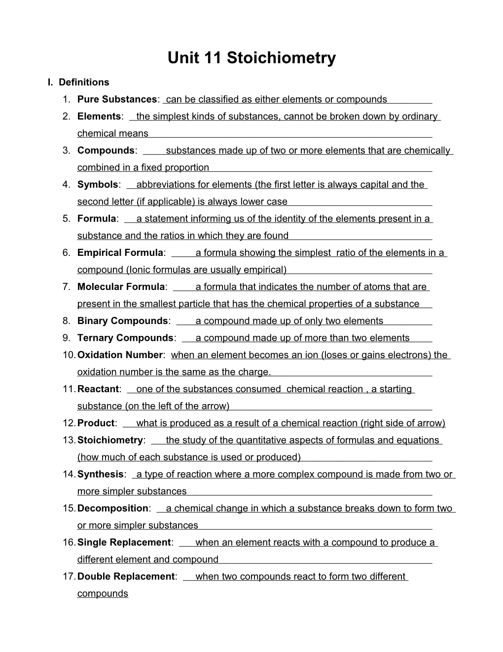 Chemical Formulas, Equations