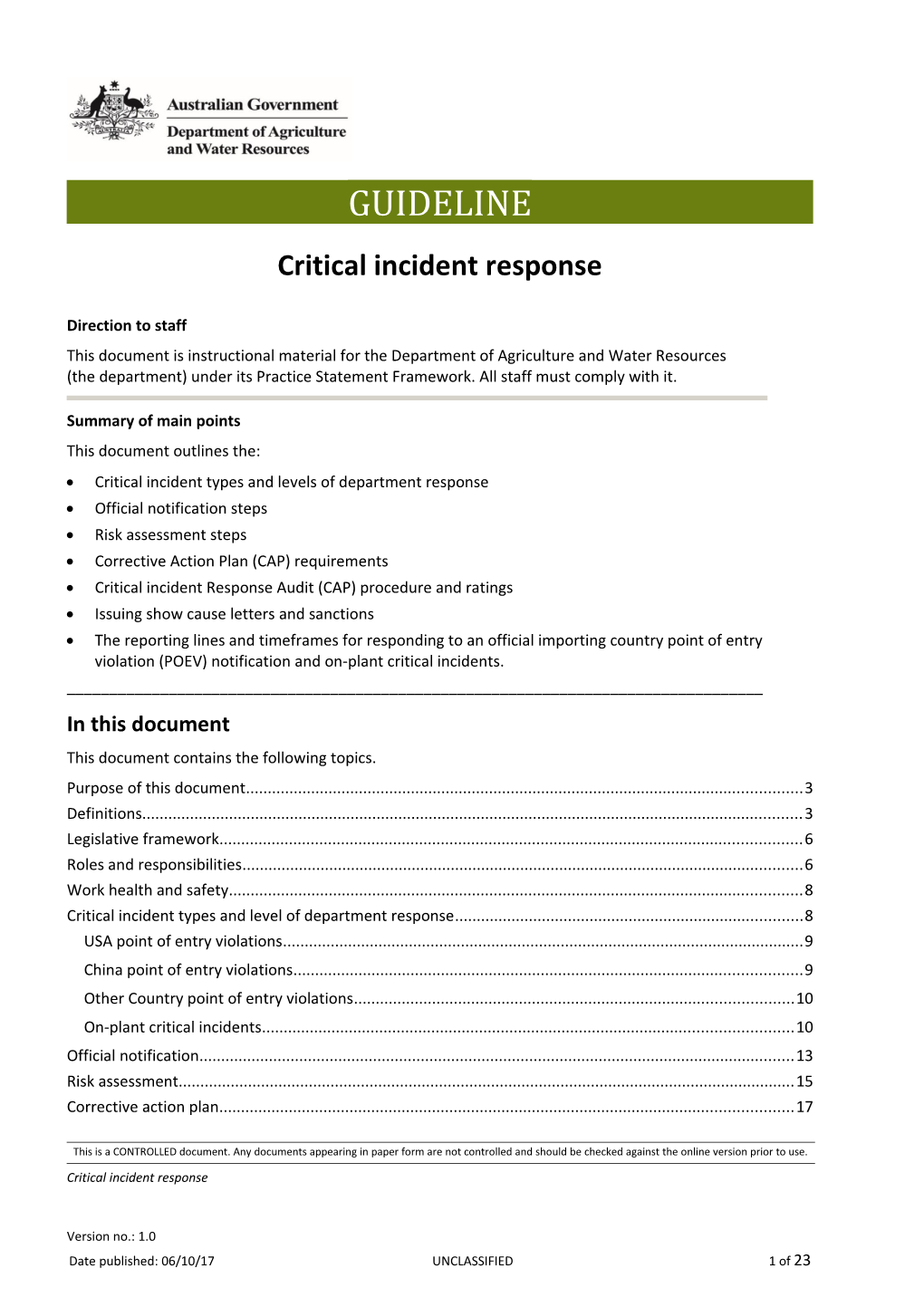 Critical Incident Response