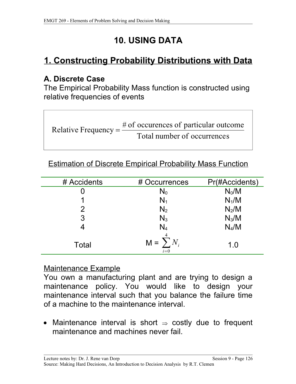 1. Constructing Probability Distributions with Data