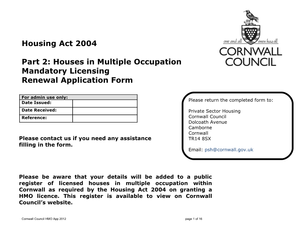 Part 2: Houses in Multiple Occupation