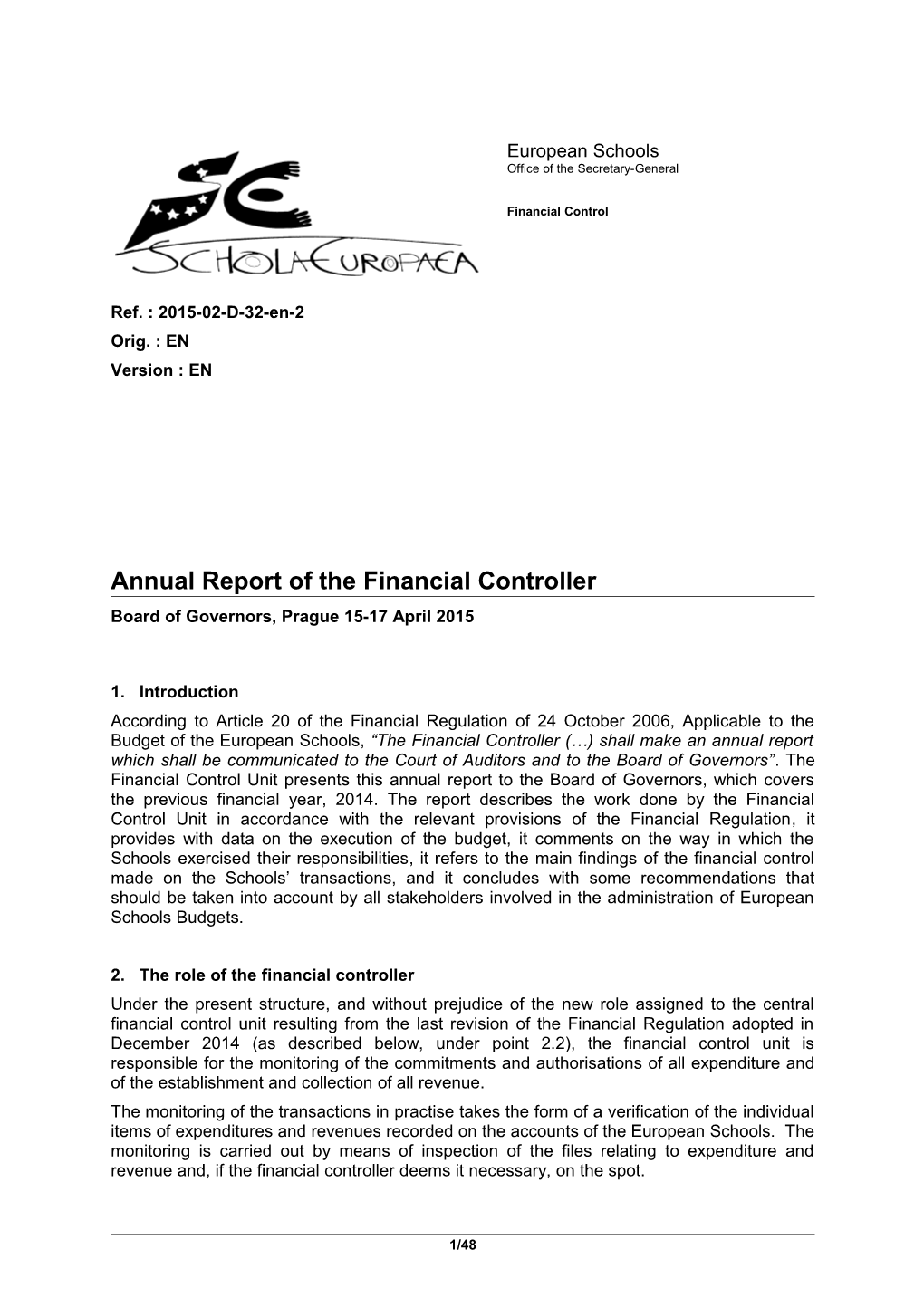 Annual Report of the Financial Controller 2015-02-D-32-En-2