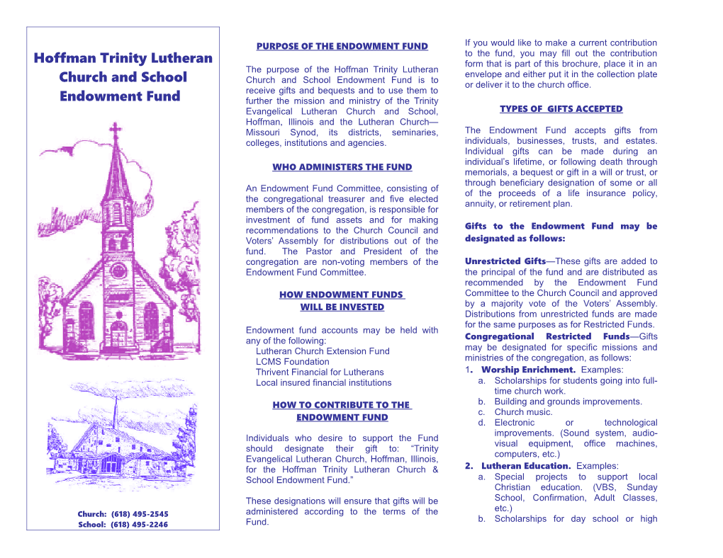 Hoffman Trinity Lutheran Church and School Endowment Fund