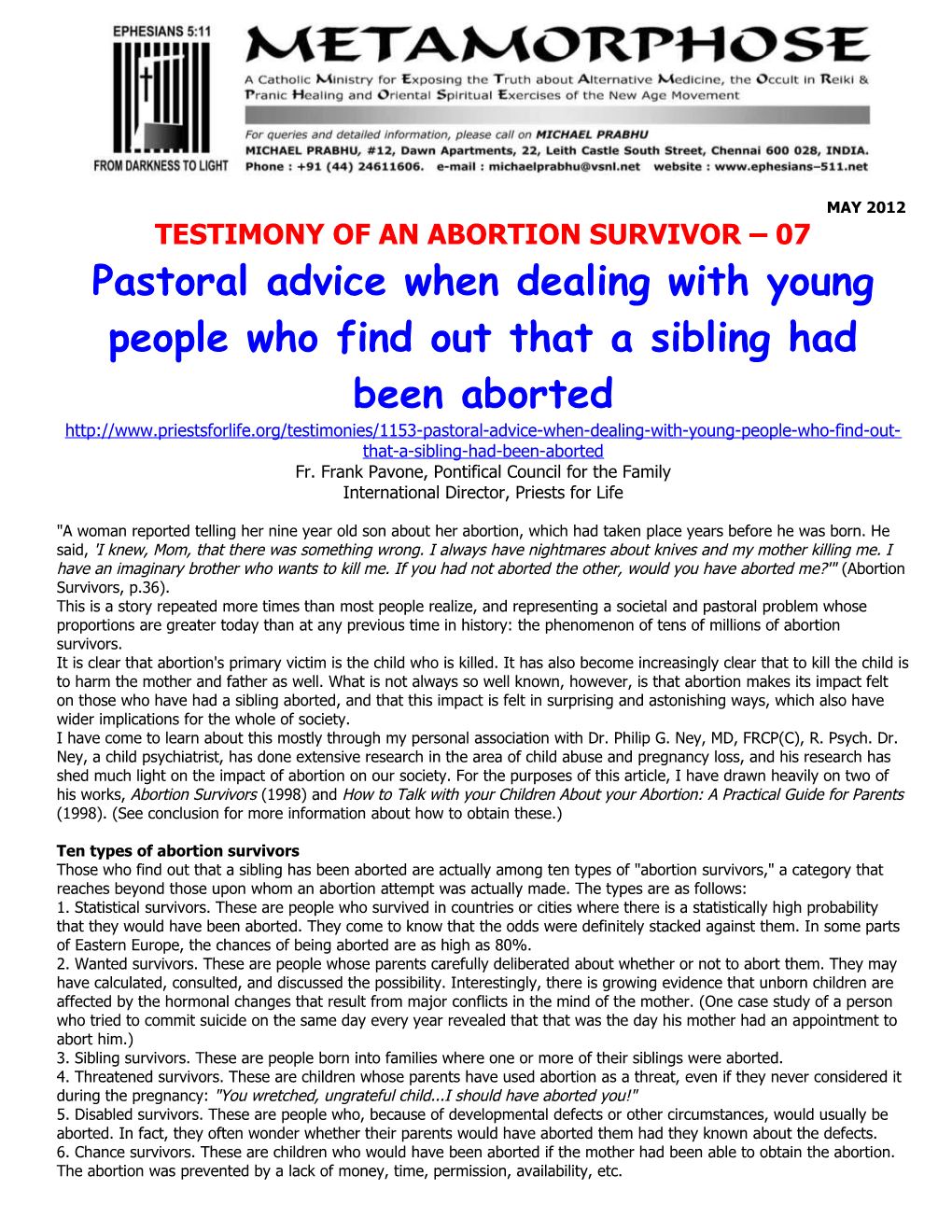 Testimony of an Abortion Survivor 07