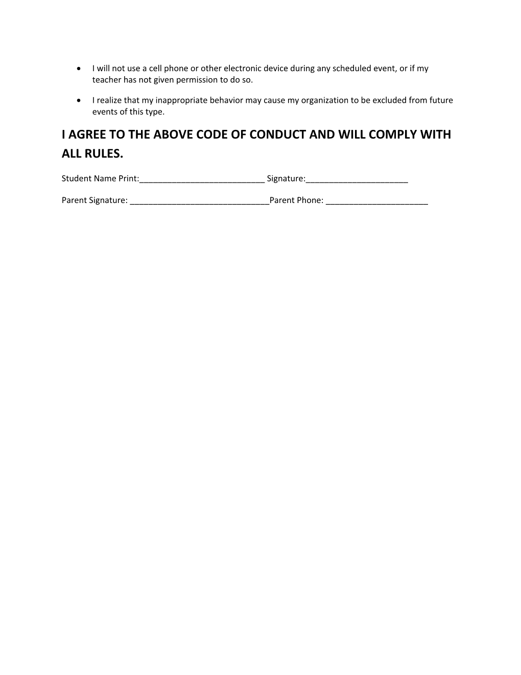 Please READ and Sign This Contract and Return to Your Teacher