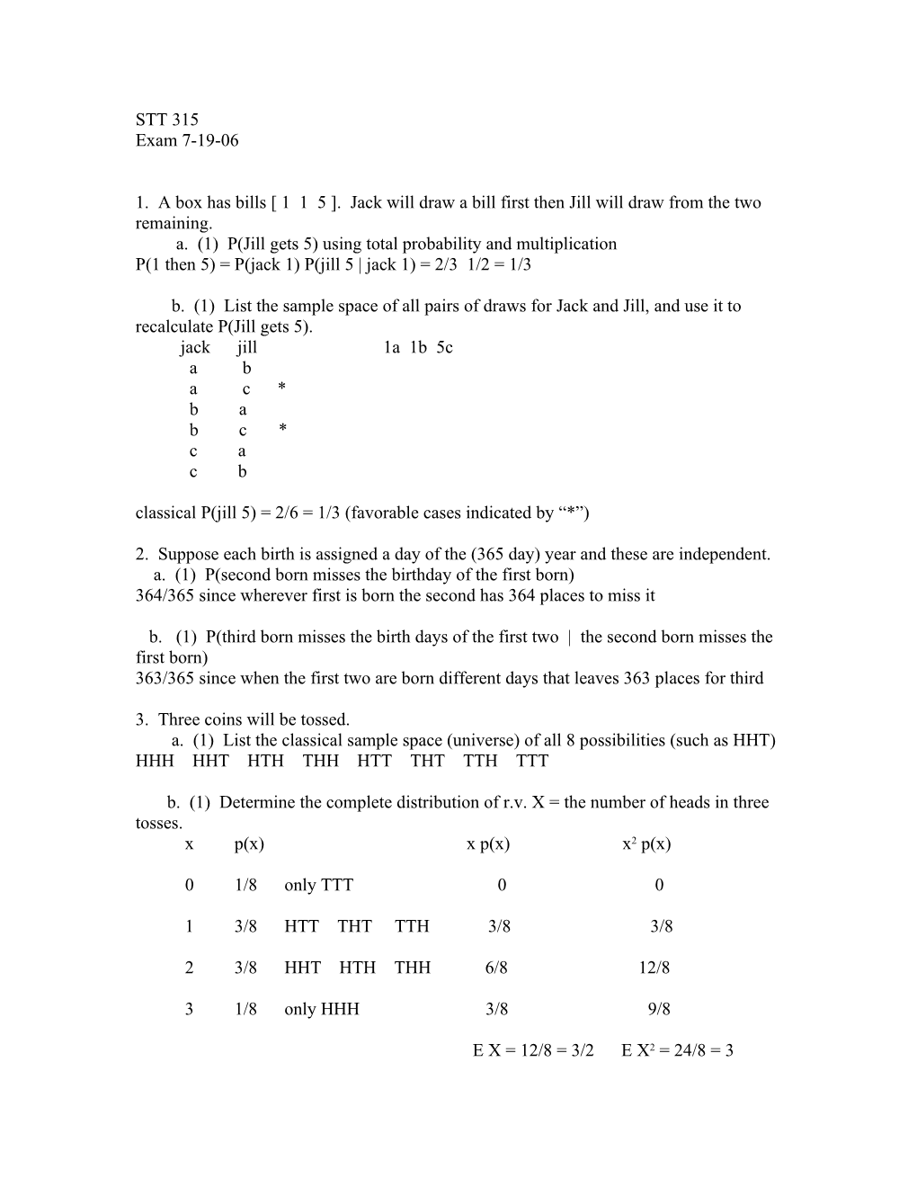 A. (1) P(Jill Gets 5) Using Total Probability and Multiplication
