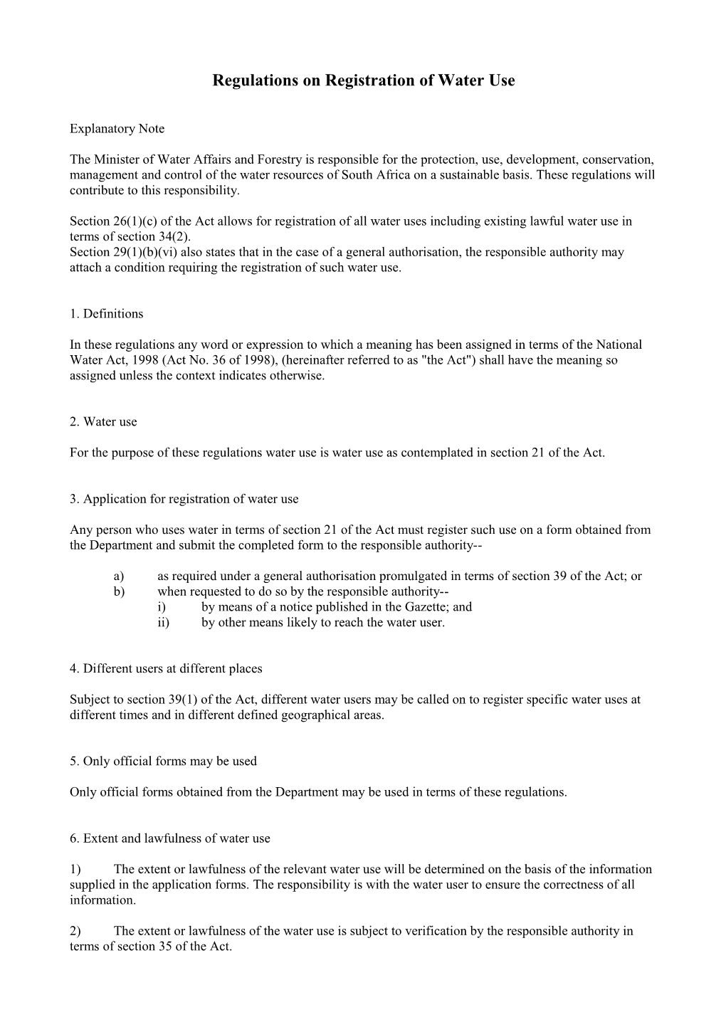Regulations on Registration of Water Use