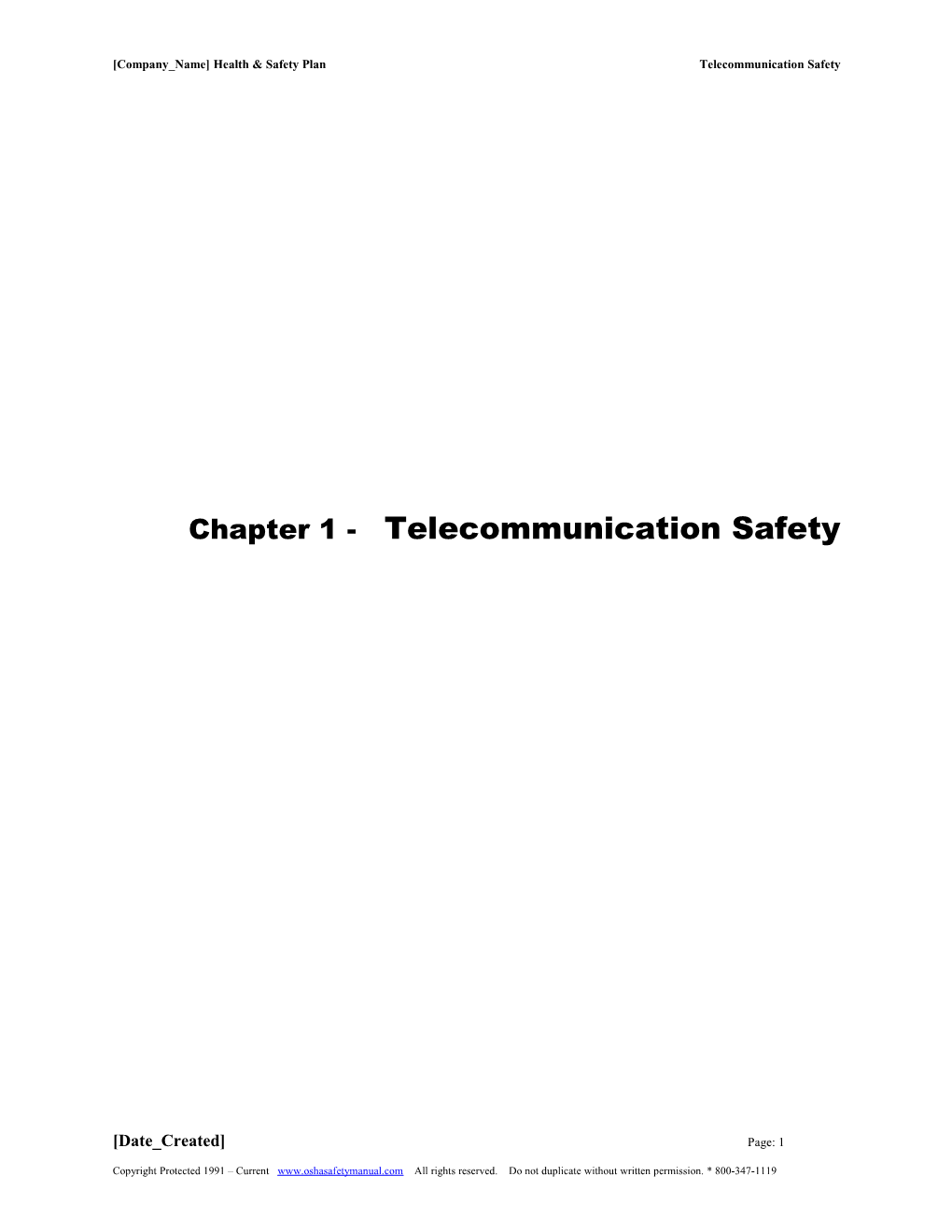 Chapter 1 -Telecommunication Safety