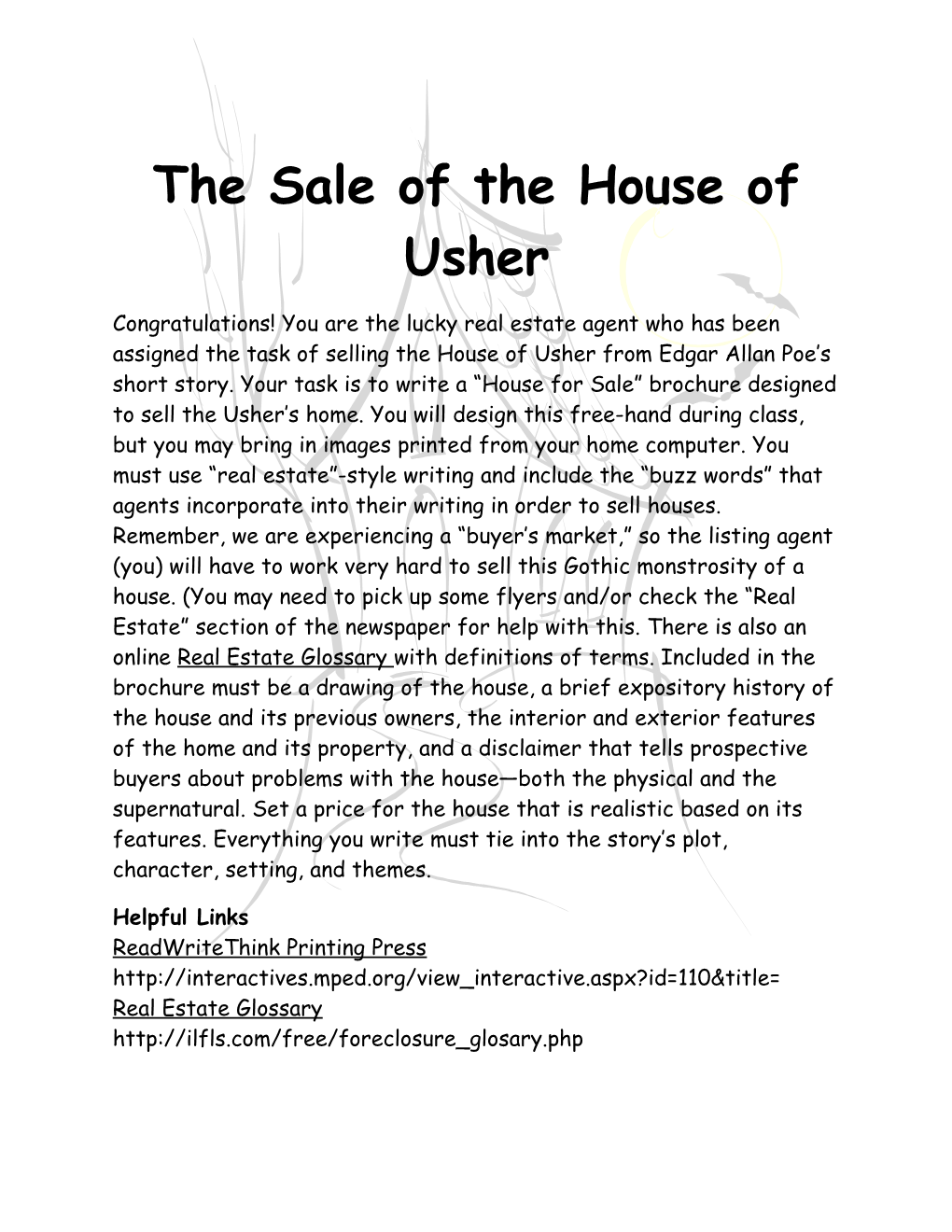 The Sale of the House of Usher