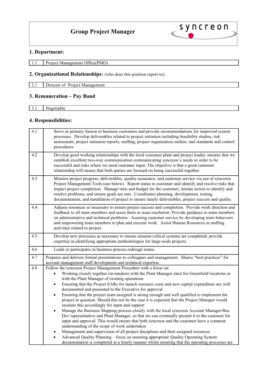 JD Template Syncreon Automotive