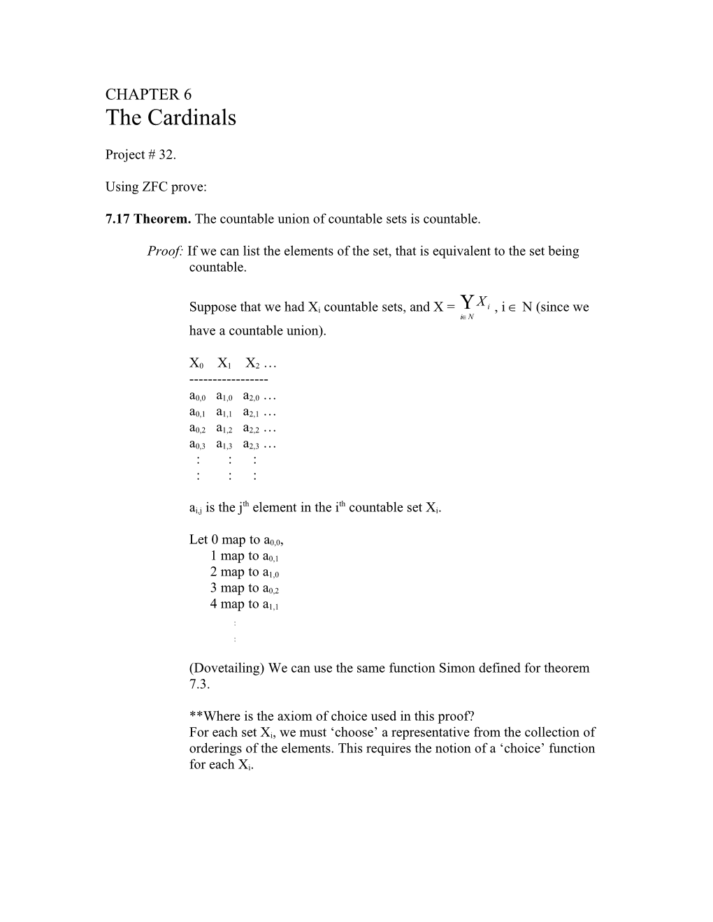 7.17 Theorem. the Countable Union of Countable Sets Is Countable