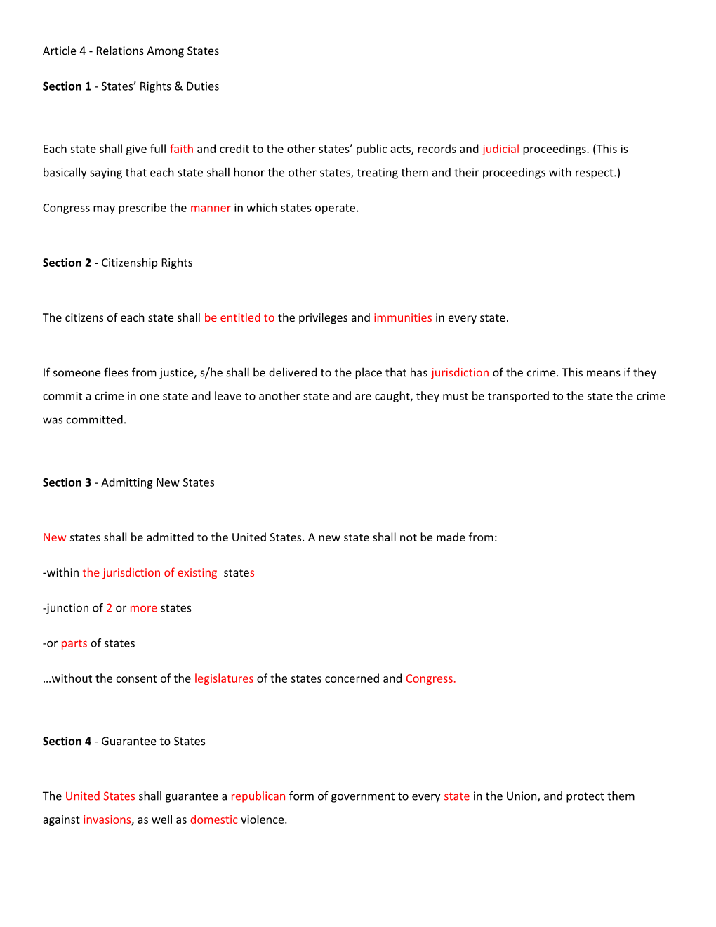 Article 4 - Relations Among States