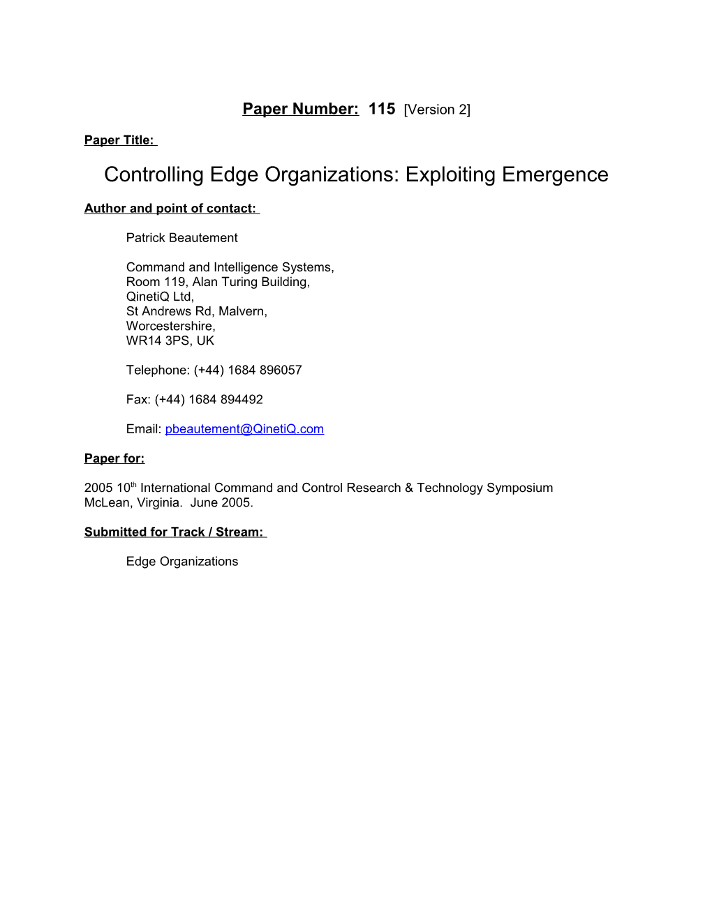 Controlling Edge Organizations: Exploiting Emergence