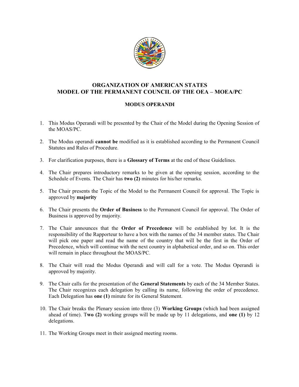 Model of the Permanent Council of the Oea Moea/Pc