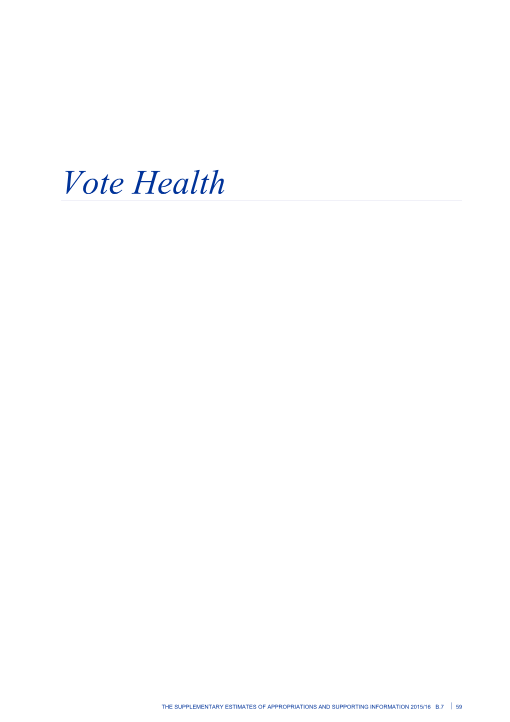 Vote Health - Supplementary Estimates of Appropriations 2015/16 - Budget 2016